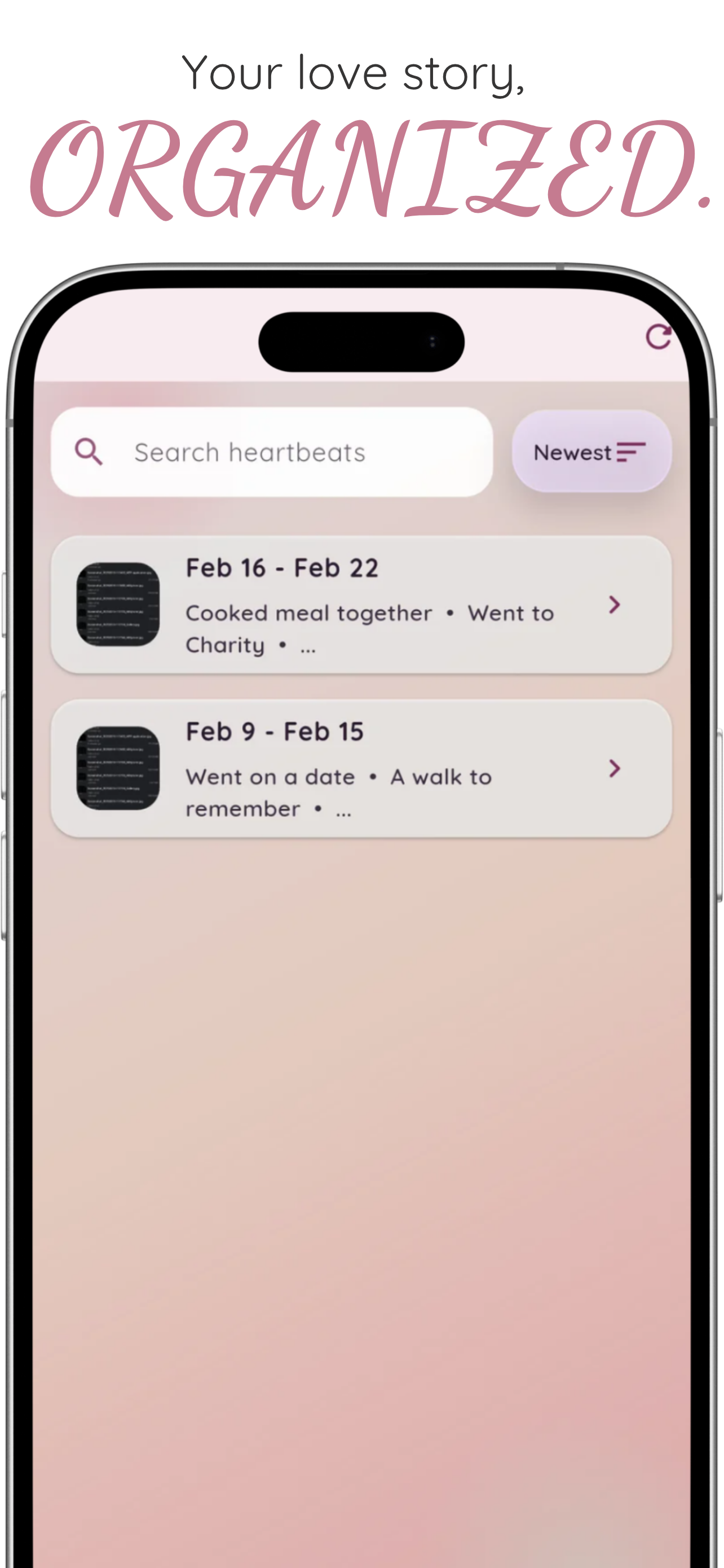 HeartSync heartbeat entry screen