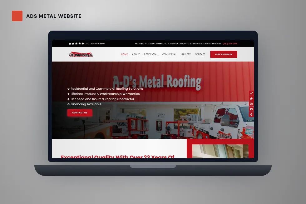A-D's Metal Roofing website project preview