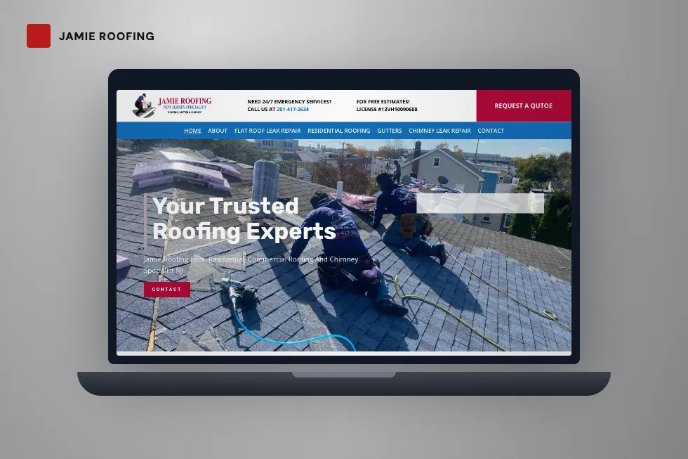 Jamie Roofing website project preview