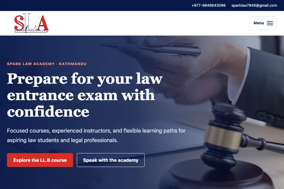 Spark Law Academy website project preview